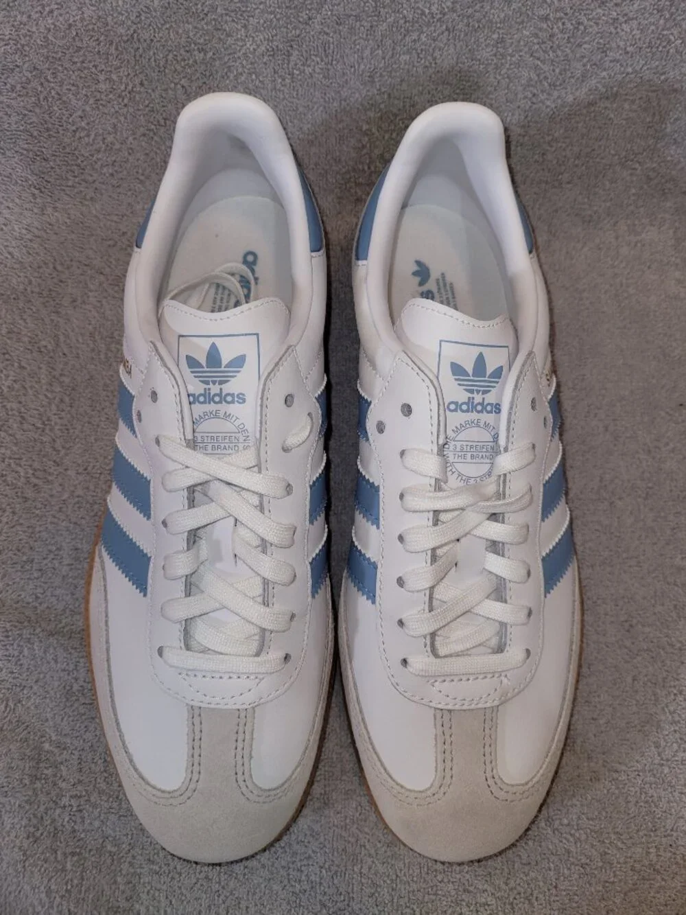 Adidas Samba OG Big Kid's Size 7 White Ash Blue Tan Gum Sneakers JQ2832 (#2329)